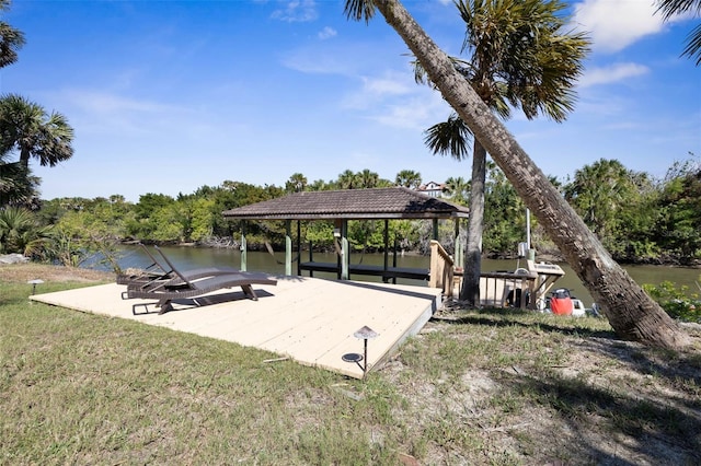 67 Island Estates Pkwy, Palm Coast, FL 32137 - dock area featuring a water view and a yard