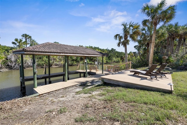 67 Island Estates Pkwy, Palm Coast, FL 32137 - dock area featuring boat lift and a water view