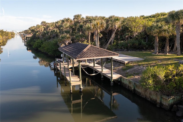 67 Island Estates Pkwy, Palm Coast, FL 32137 - dock featuring a water view and boat lift