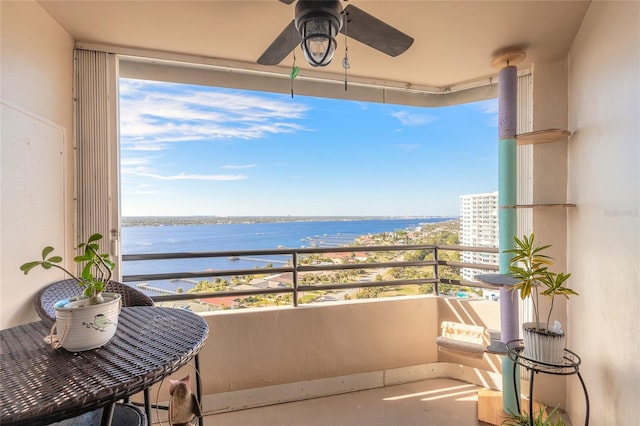 balcony with a water view