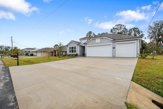 single story home with a garage and a front yard