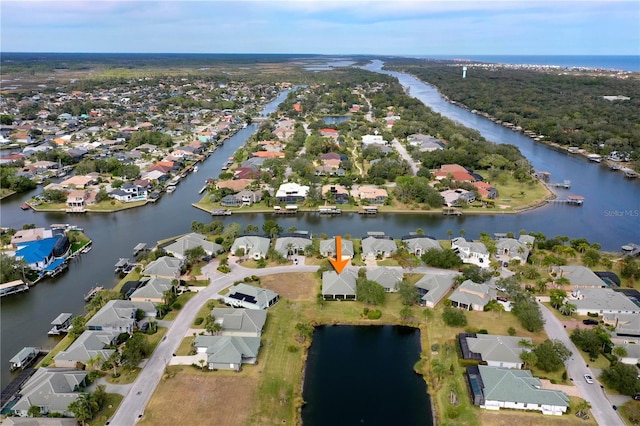 bird's eye view featuring a water view