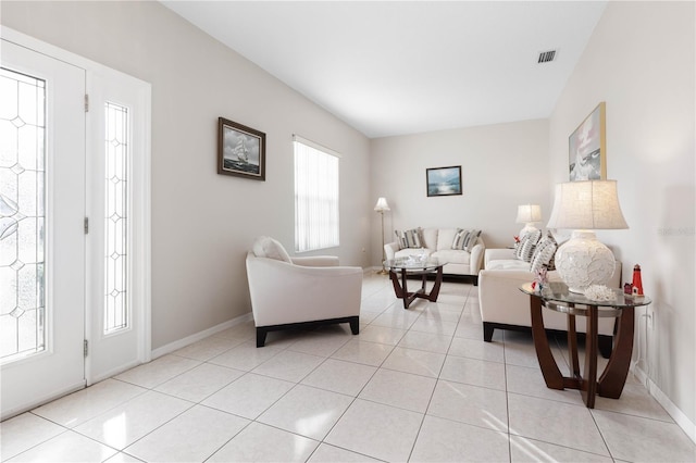 view of tiled living room