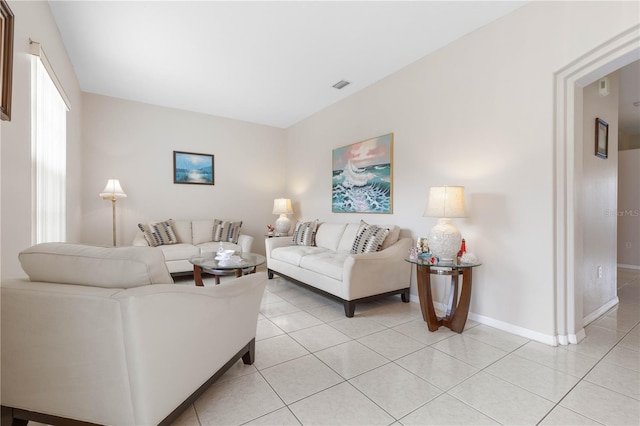 view of tiled living room