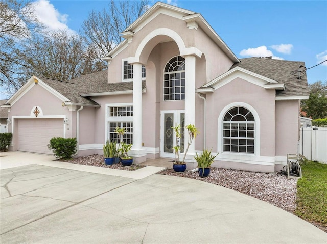 view of front of house with a garage