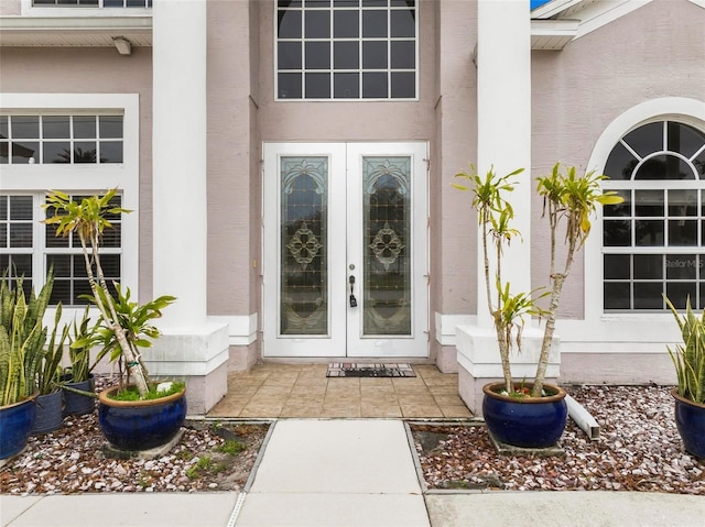 property entrance with french doors