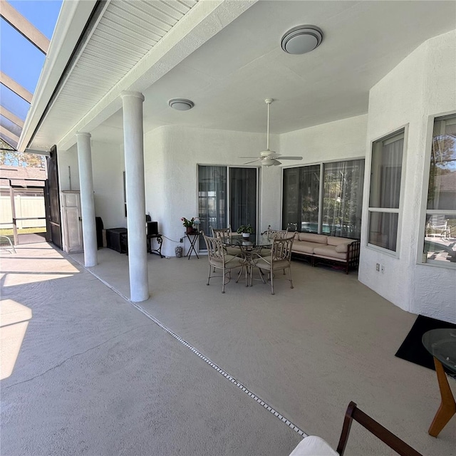 view of patio / terrace featuring outdoor lounge area and ceiling fan