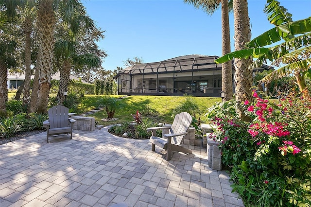 view of patio / terrace with glass enclosure