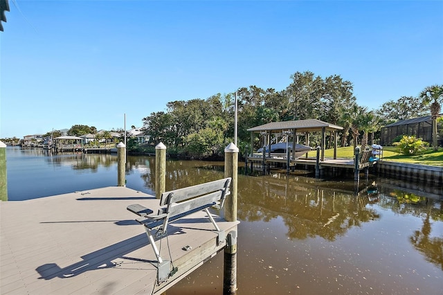 view of dock featuring a water view