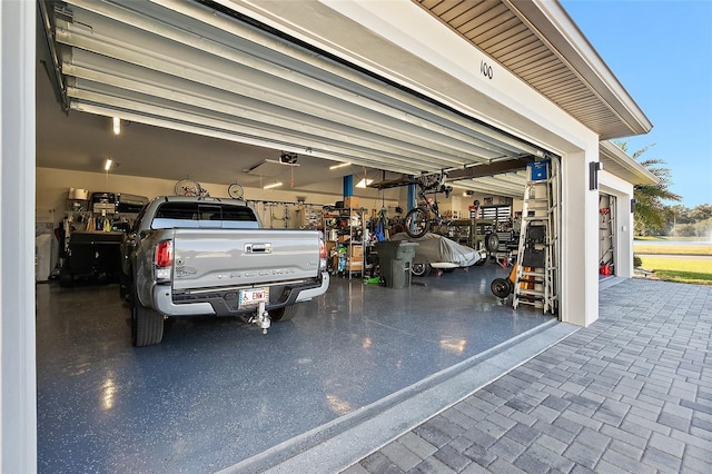 garage with a garage door opener