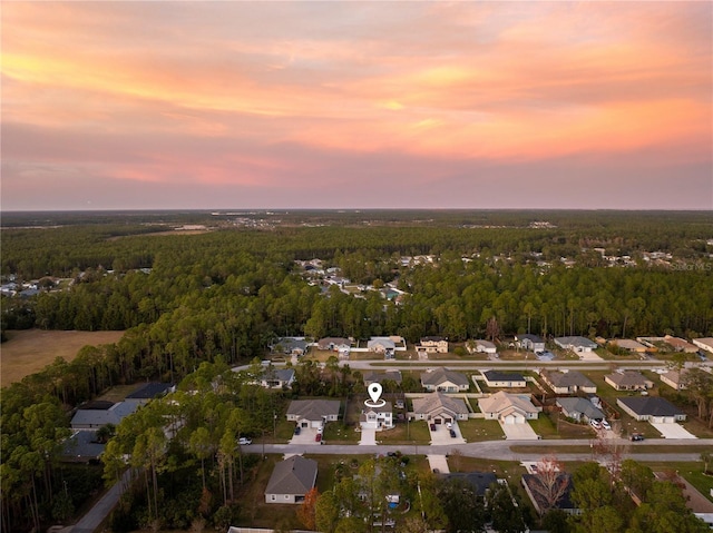 view of aerial view at dusk