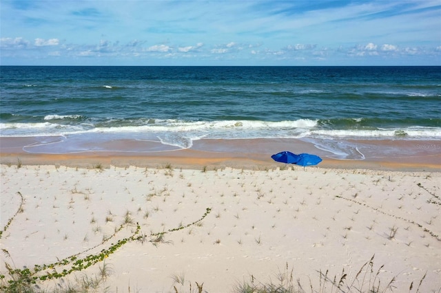 view of water feature featuring a view of the beach