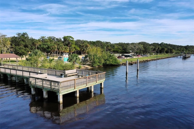 view of dock featuring a water view