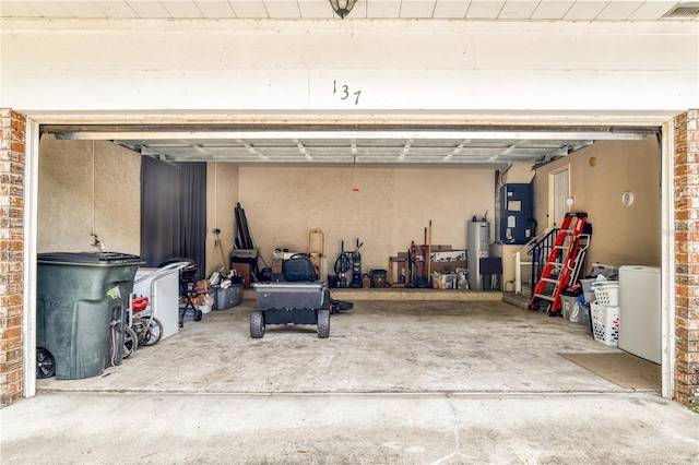 garage with electric water heater