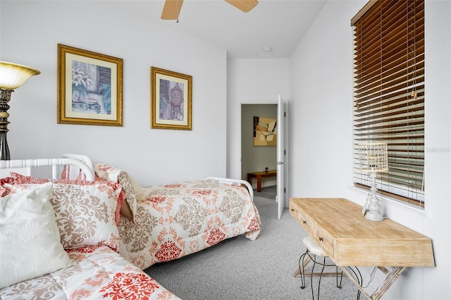 bedroom featuring a ceiling fan and carpet flooring