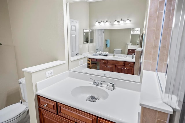 full bathroom with toilet and vanity