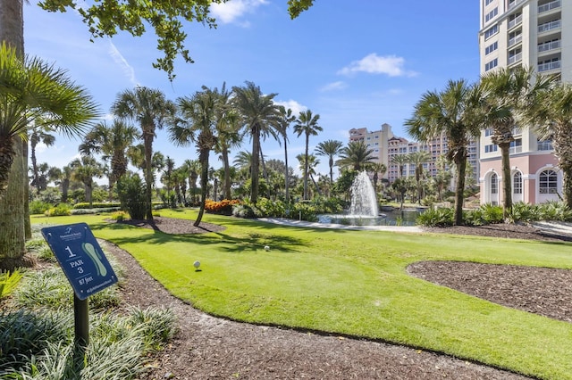 view of property's community featuring a yard