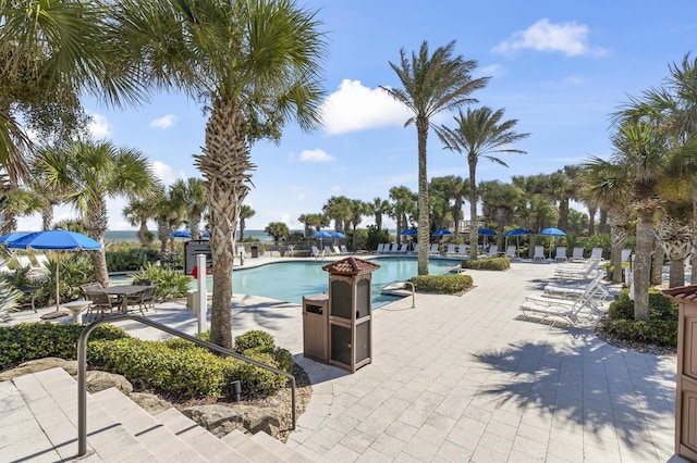 pool featuring a patio area