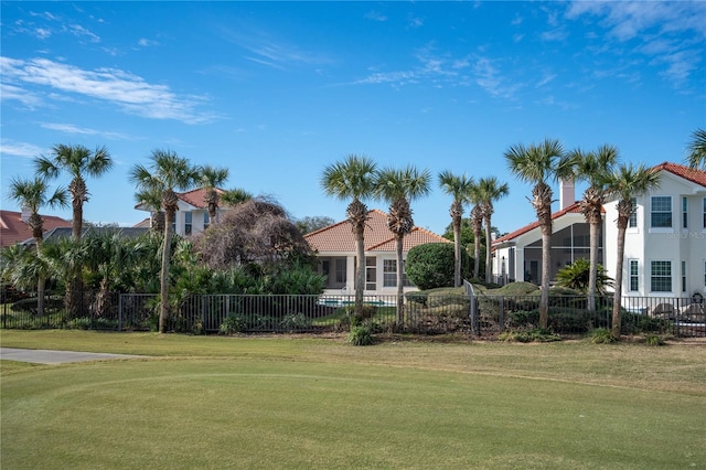 view of community featuring a lawn