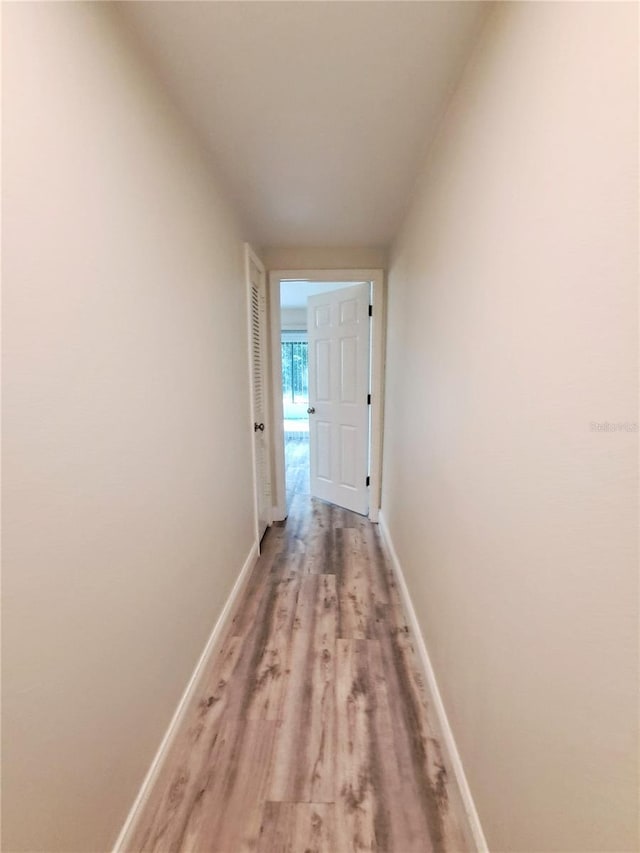 corridor featuring light hardwood / wood-style flooring