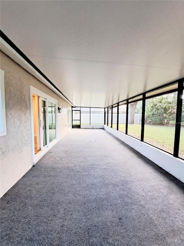 view of unfurnished sunroom