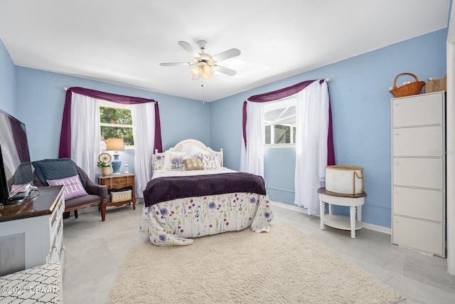 bedroom featuring ceiling fan