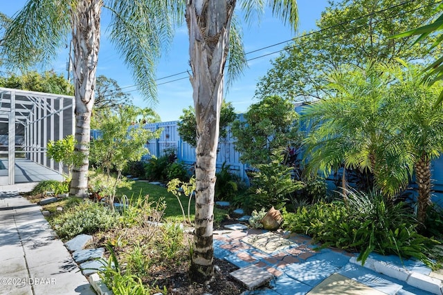 view of yard featuring a lanai