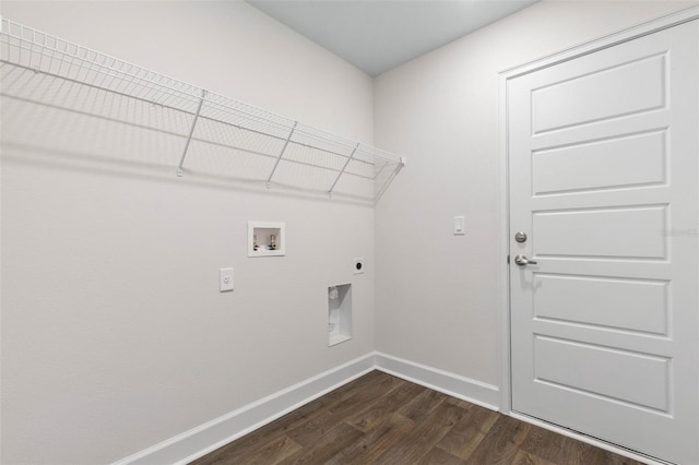 clothes washing area featuring washer hookup, dark wood-type flooring, and electric dryer hookup