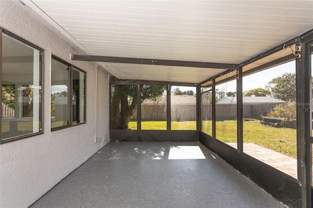 view of unfurnished sunroom