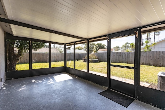 view of unfurnished sunroom