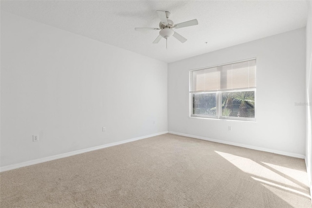 spare room featuring ceiling fan, carpet floors, and a textured ceiling