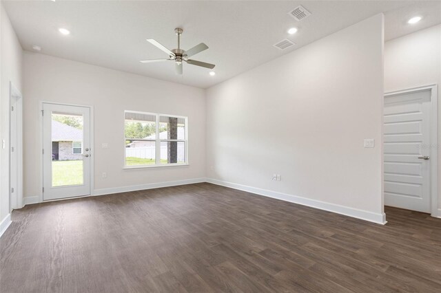 10 Zinc Pl, Palm Coast, FL 32164 - unfurnished room with dark wood finished floors, ceiling fan, baseboards, and recessed lighting