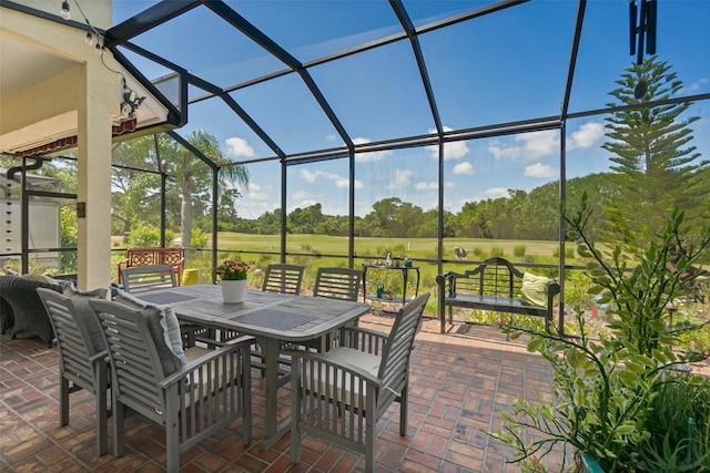 view of patio with a lanai