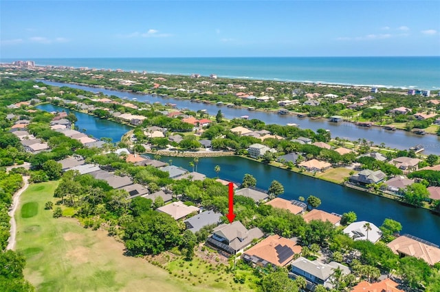 bird's eye view featuring a water view