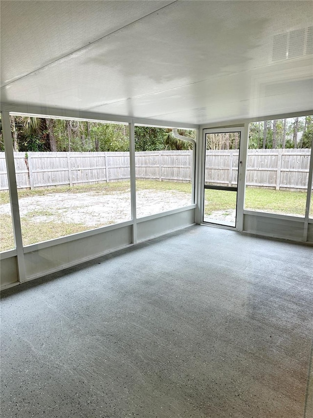 view of unfurnished sunroom