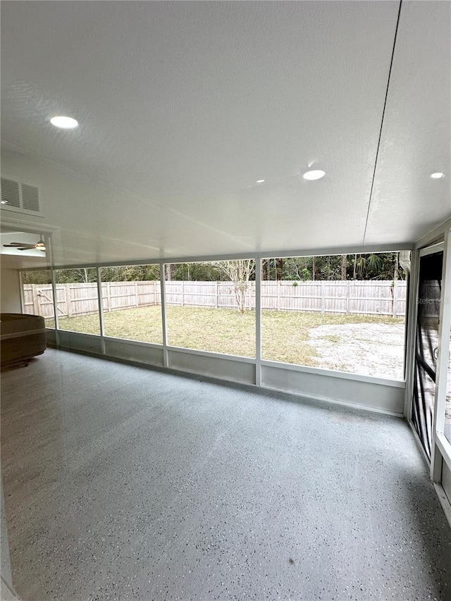 view of unfurnished sunroom