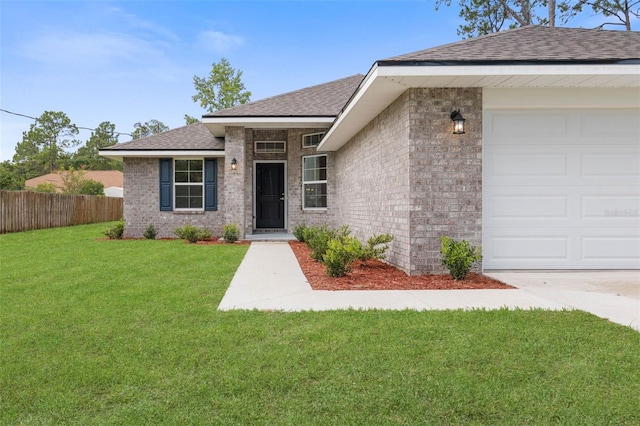 25 Port Echo Ln, Palm Coast, FL 32164 - ranch-style house with an attached garage, a shingled roof, brick siding, and concrete driveway
