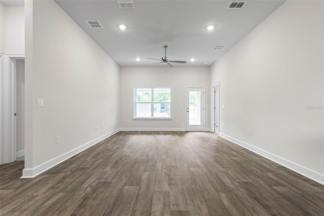 25 Port Echo Ln, Palm Coast, FL 32164 - unfurnished room featuring a ceiling fan, dark wood finished floors, and recessed lighting
