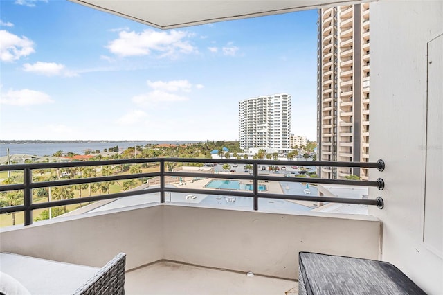 balcony with a water view