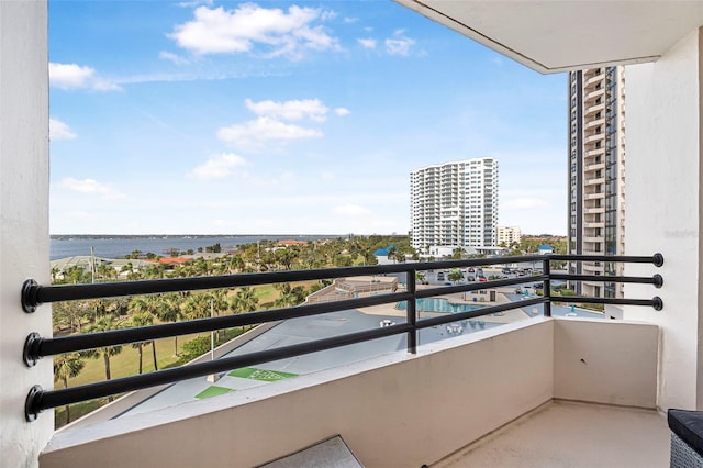 balcony with a water view