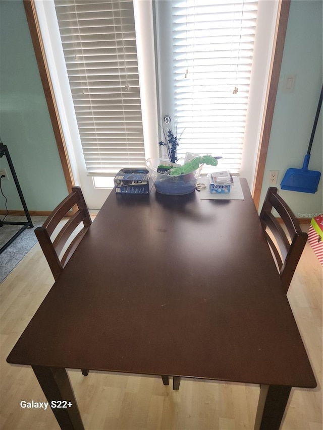 dining room with light hardwood / wood-style flooring