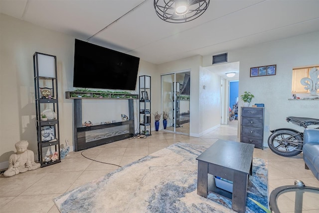 view of tiled living room