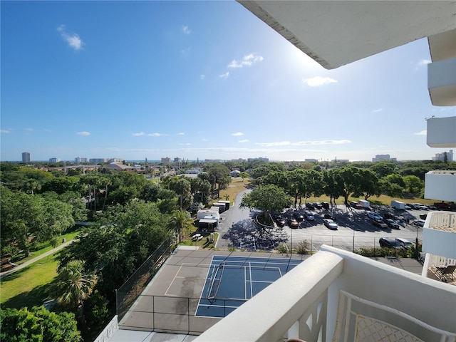 935 N Halifax Ave Unit 602, Daytona Beach, FL 32118 - balcony featuring a tennis court and a city view