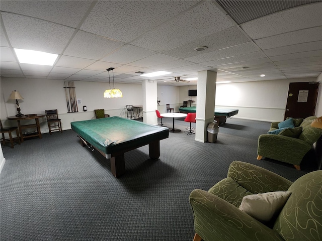 935 N Halifax Ave Unit 602, Daytona Beach, FL 32118 - game room featuring carpet floors, baseboards, a drop ceiling, and billiards