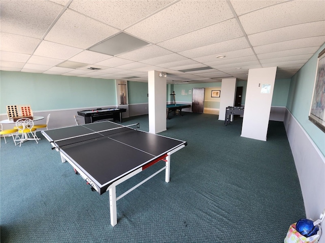 935 N Halifax Ave Unit 602, Daytona Beach, FL 32118 - game room with carpet floors, billiards, and a drop ceiling