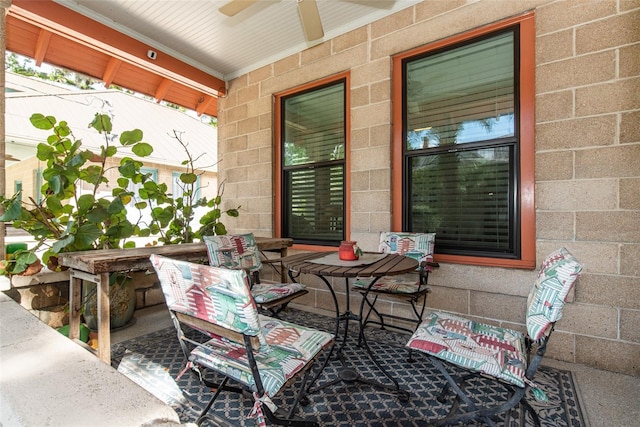 view of patio with ceiling fan