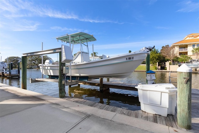 dock area featuring a water view