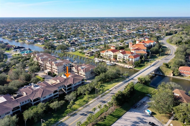 bird's eye view featuring a water view