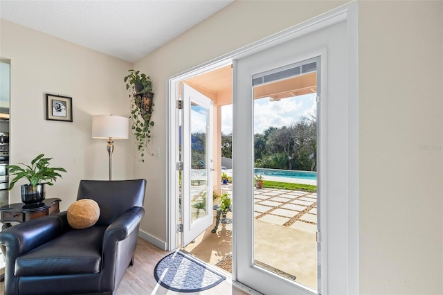 doorway featuring light hardwood / wood-style flooring