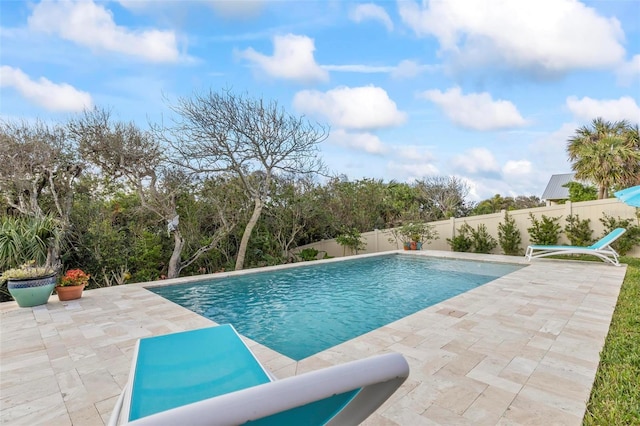 view of swimming pool with a patio